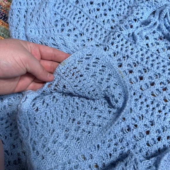 Vintage Y2K Light Blue Crochet Sweater – It’s Our Time Size L - Picture 3 of 6